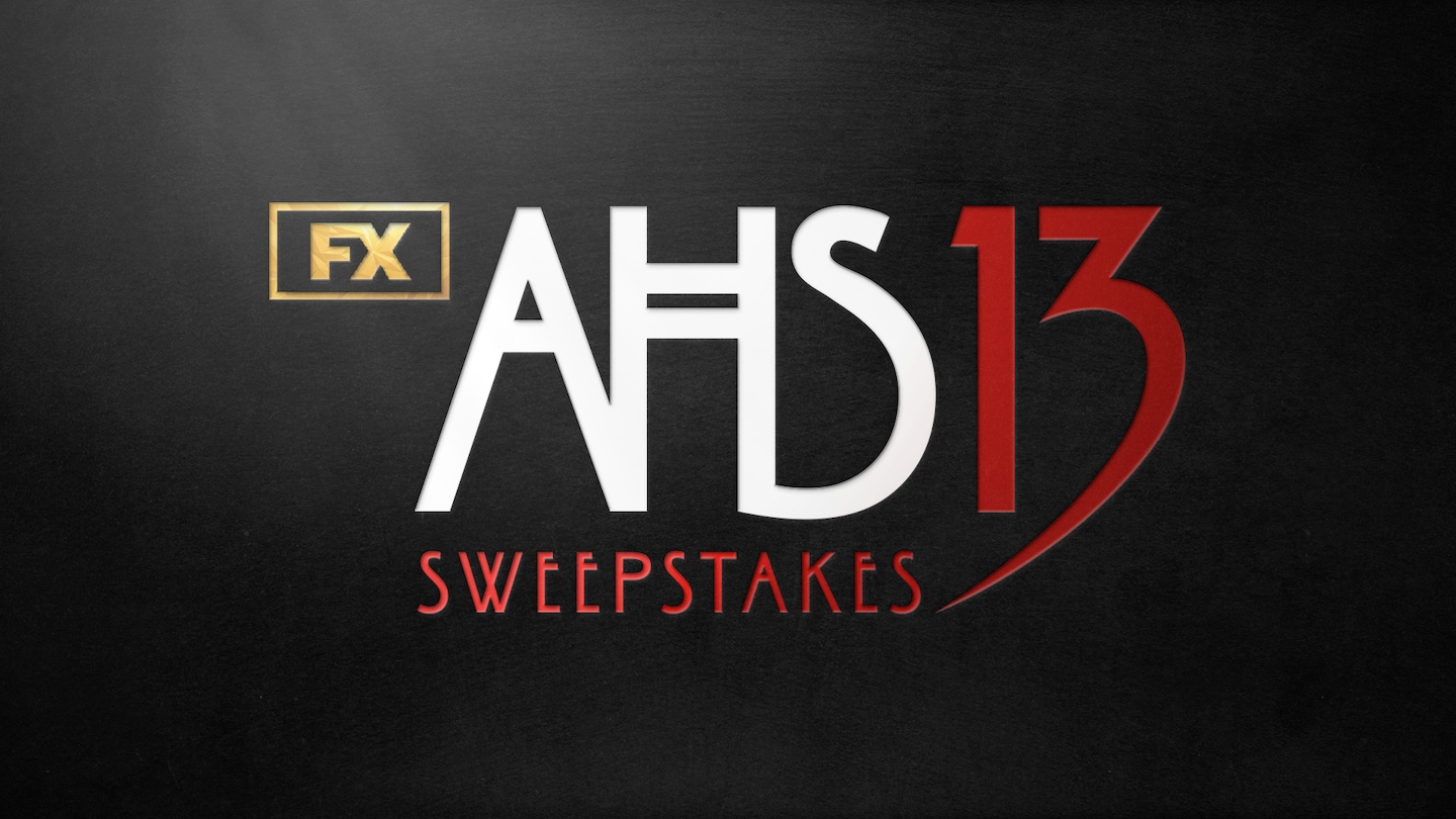 FX's American Horror Story: AHS 13 Sweepstakes in red and white text.