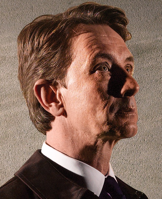 Martin Short as Leonard Winstone in FX's Damages, in brown coat and white button down