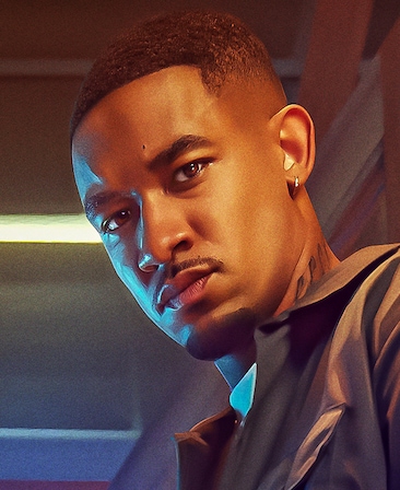 Peyton Alex Smith as James Kinsey in FX's The Drop wearing a brown jacket.