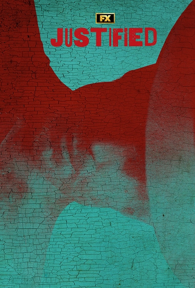 Close up of Marshal Raylan Givens wearing a cowboy hat in hues of teal, red and black for FX's Justified