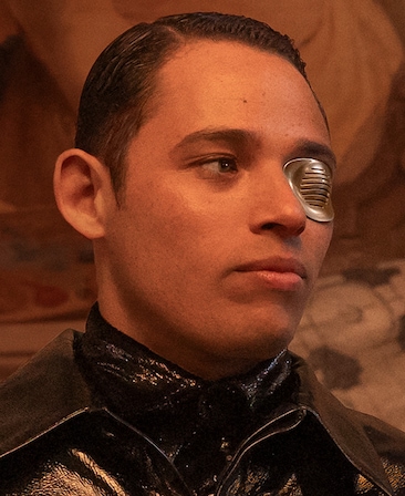 Close up of Anthony Ramos as The Assassin